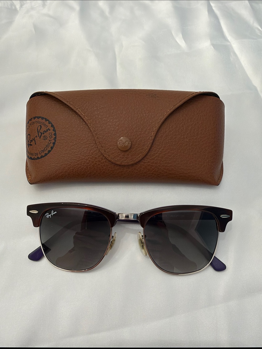 Ray-Ban Clubmaster Sunglasses purple inside rim